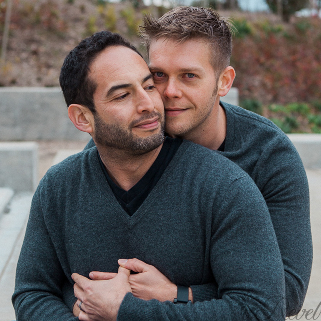 Duane Perez, 46, is a Marine Corps veteran who served in the West Pacific and Middle East before leaving active duty in 2000. He married his husband David in 2016 and the couple is now expecting a child via surrogacy.